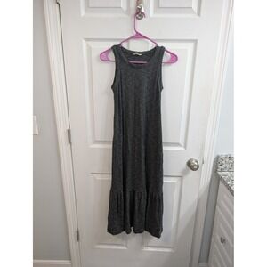 Madewell Striped Sleeveless Midi Dress Black White Tiered Ruffle Hem - Size XS